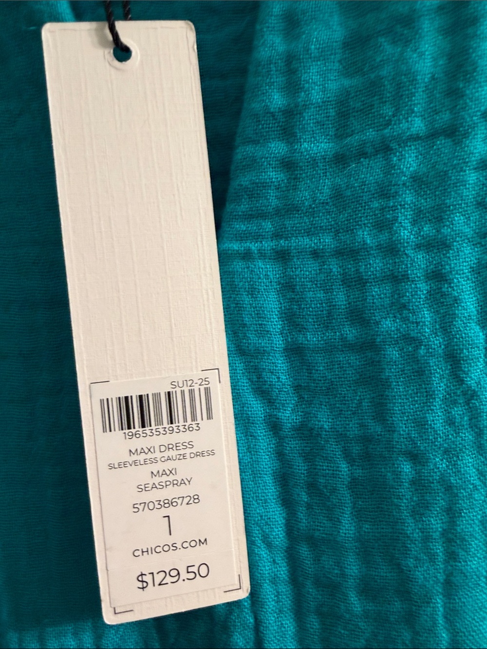 Chico's Sleeveless Teal Maxi Dress with Drawstring - Picture 3 of 6